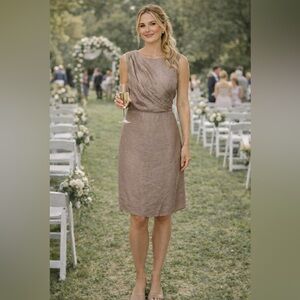 Lauren Ralph Lauren Gorgeous Shimmery Champagne Beige Sleeveless Dress Sz 12 NWT